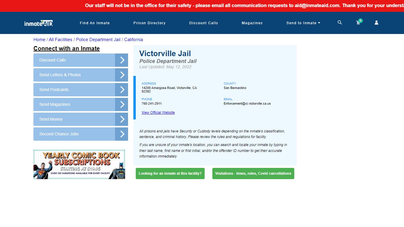 Victorville Jail & Inmate Search - Victorville, CA