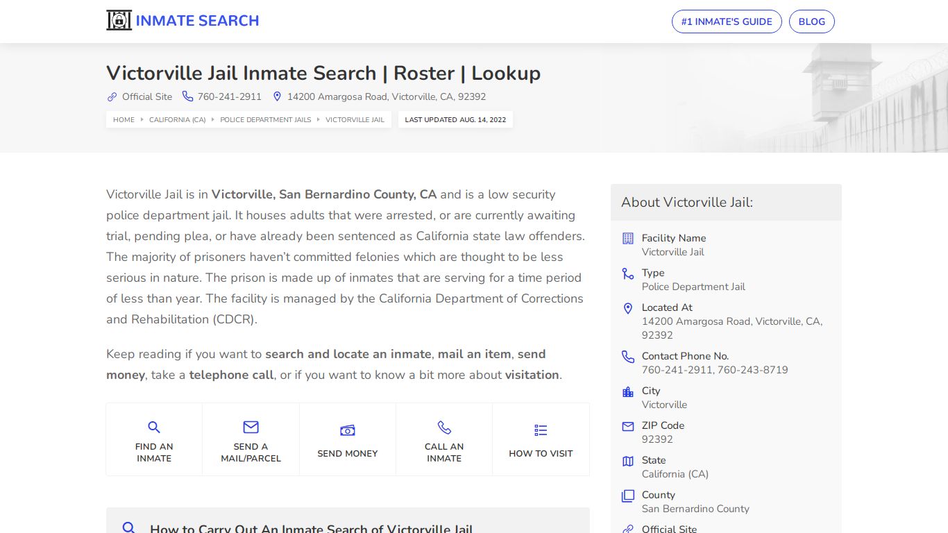Victorville Jail Inmate Search | Roster | Lookup